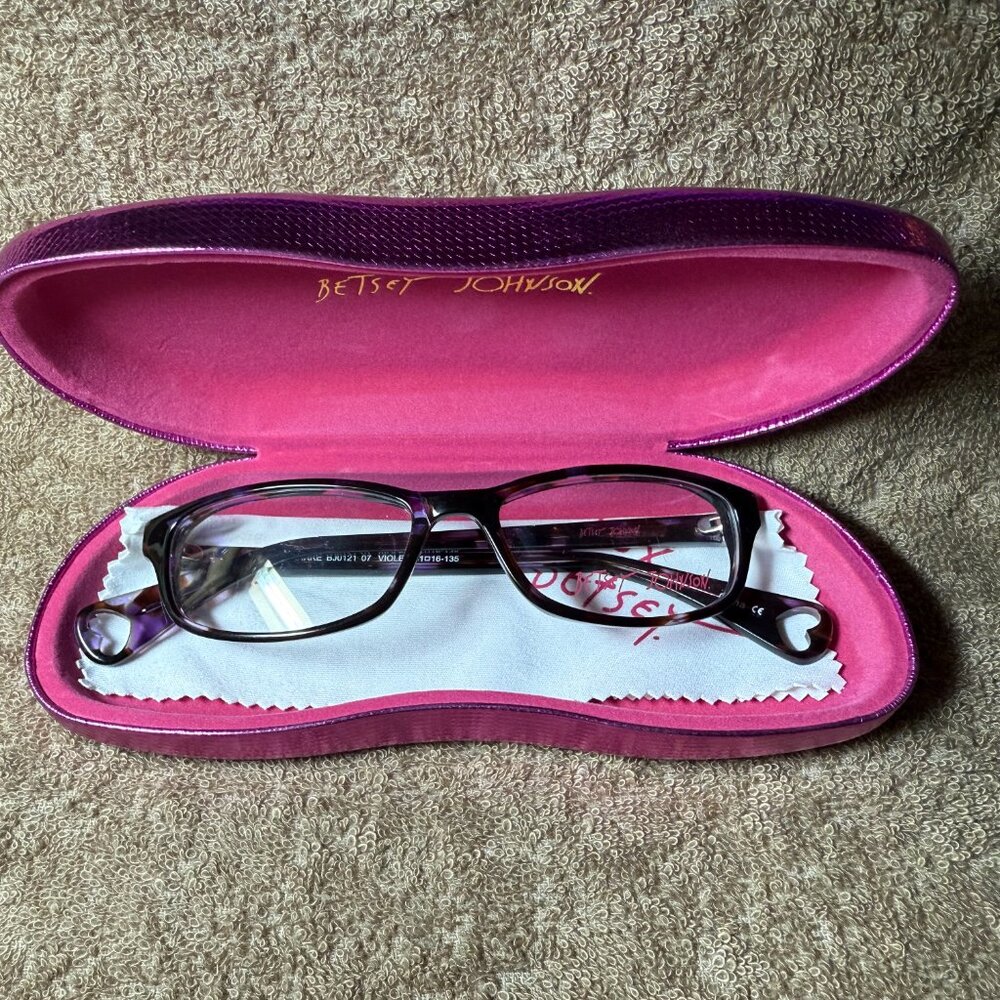 NWT-Betsey Johnson-Betsey O'Hare BJ0121-Violet Tortoise Frames & Case 51-16-135